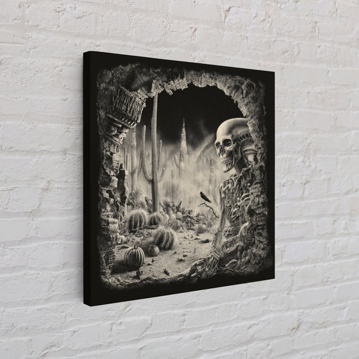 Desert Halloween, Biomechanical Horror Art, Square Wall Art, Dark Halloween Decor, Canvas Print, Halloween Wall Art, Macabre Wall Art