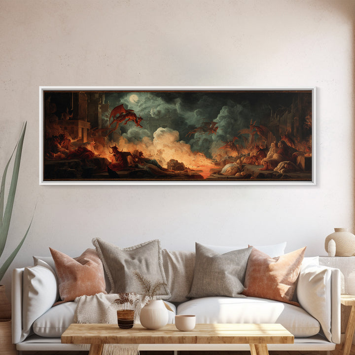 The Volcanic Demon Festival, Gothic Nightmare Art, Extra Wide Wall Art, Dark Fantasy Wall Art, Framed Canvas Print, Halloween Wall Art