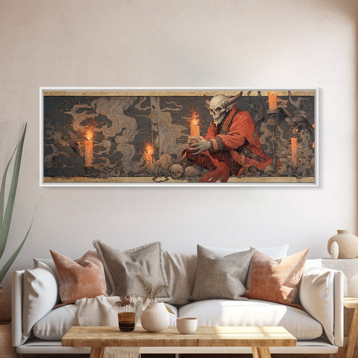 The Volcanic Demon Festival, Decadent Gothic Art, Extra Wide Wall Art, Macabre Wall Art, Canvas Print, Halloween Wall Art