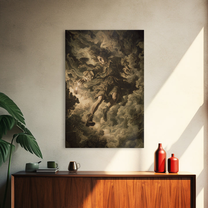 The Clockwork Haunted House, Baroque Witchcraft Art, Vertical Wall Art, Dark Fantasy Wall Art, Framed Canvas Print, Halloween Wall Art