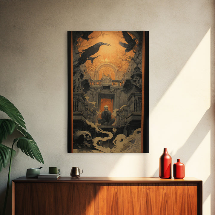 The Clockwork Haunted House, Decadent Gothic Art, Vertical Wall Art, Dark Fantasy Wall Art, Canvas Print, Halloween Wall Art