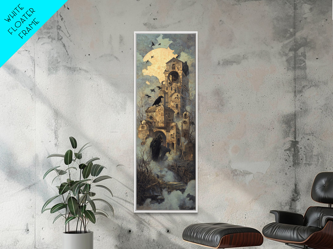 The Clockwork Haunted House, Surreal Apocalyptic Art, Tall Narrow Wall Art, Dark Fantasy Wall Art, Framed Canvas Print