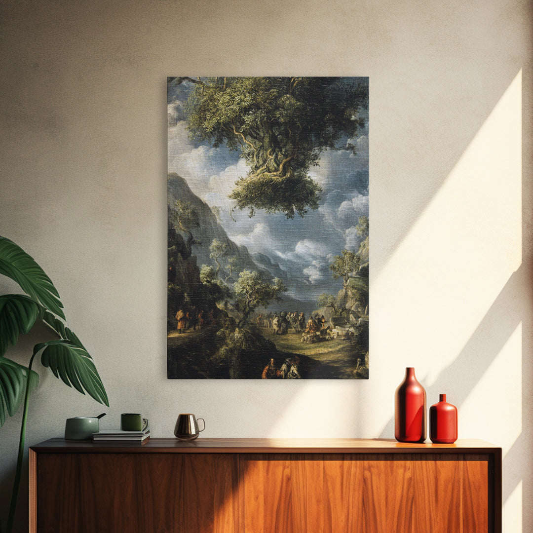 The Upside-Down Cemetery, Baroque Witchcraft Art, Vertical Wall Art, Macabre Wall Art, Canvas Print, Halloween Wall Art