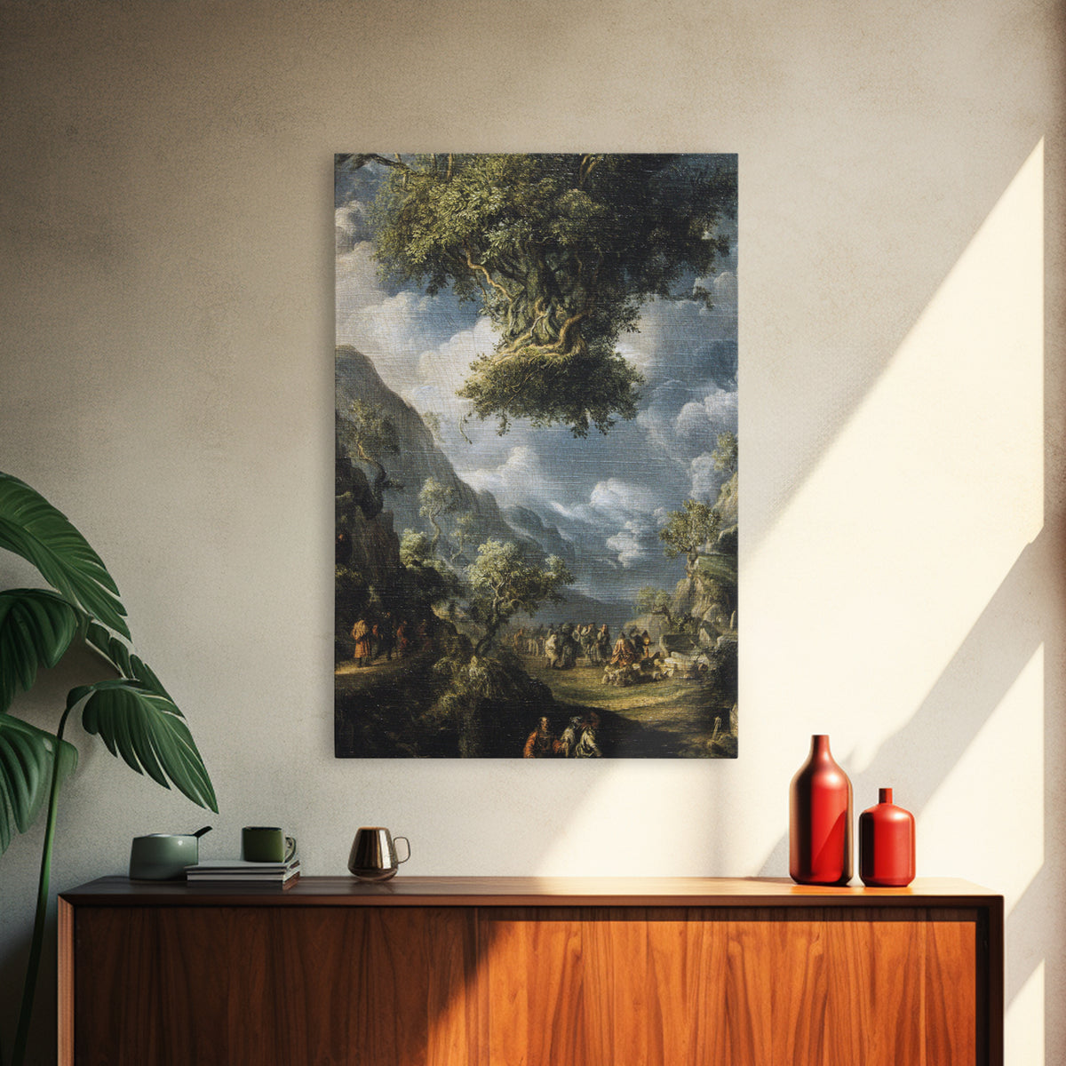 The Upside-Down Cemetery, Baroque Witchcraft Art, Vertical Wall Art, Macabre Wall Art, Canvas Print, Halloween Wall Art