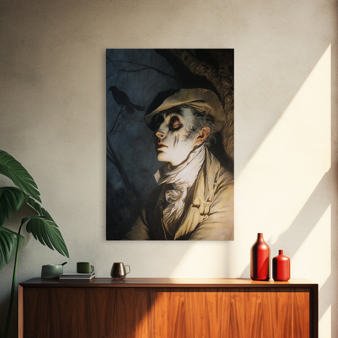 The Upside-Down Cemetery, Gothic Nightmare Art, Vertical Wall Art, Gothic Horror Wall Art, Framed Canvas Print, Halloween Wall Art