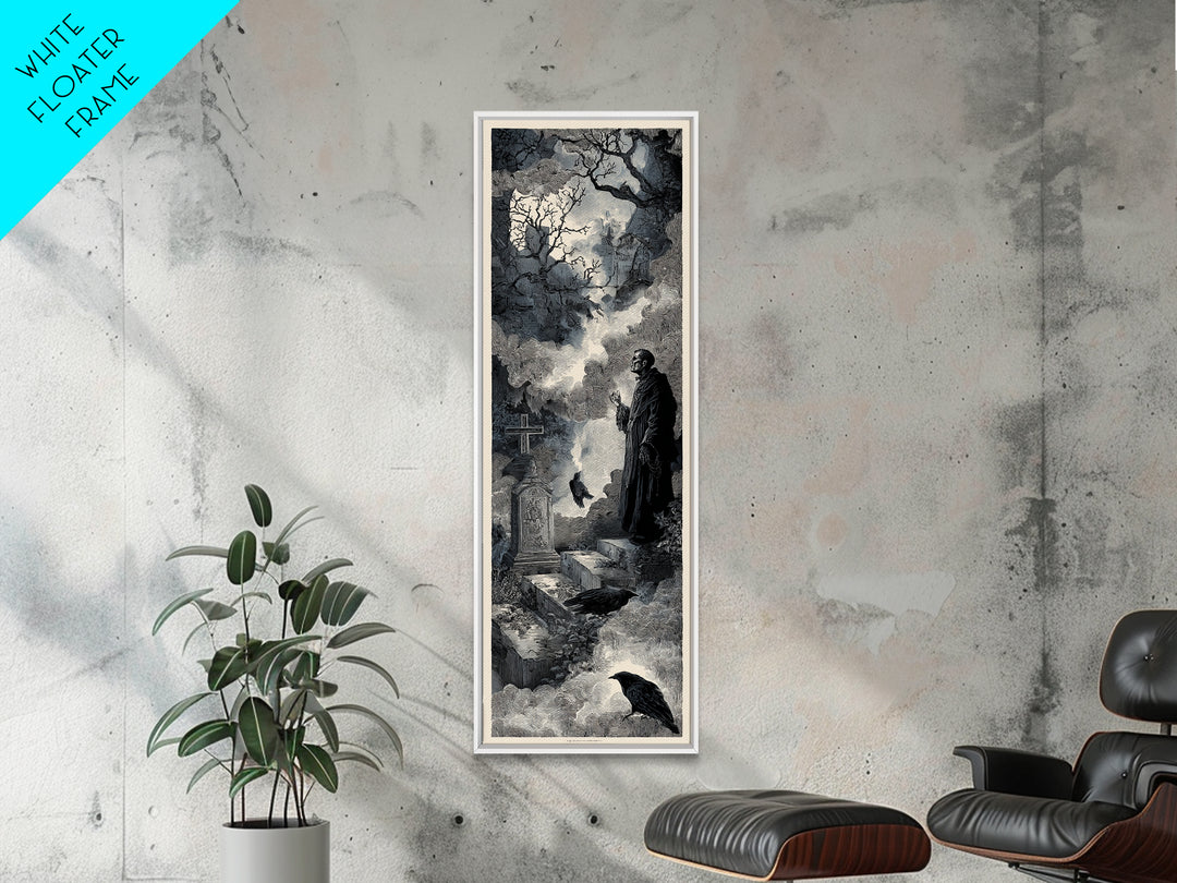 The Upside-Down Cemetery, Architectural Etching Art, Tall Narrow Wall Art, Gothic Horror Wall Art, Canvas Print
