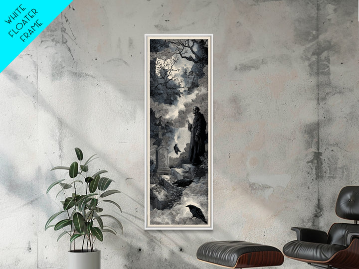 The Upside-Down Cemetery, Architectural Etching Art, Tall Narrow Wall Art, Gothic Horror Wall Art, Canvas Print