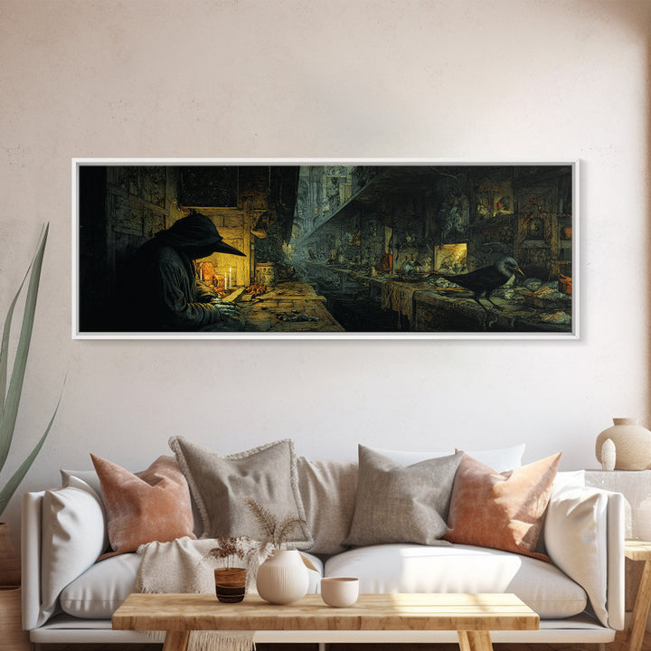 The Infinite Hallway, Medieval Grotesque Art, Extra Wide Wall Art, Dark Halloween Decor, Canvas Print, Halloween Wall Art
