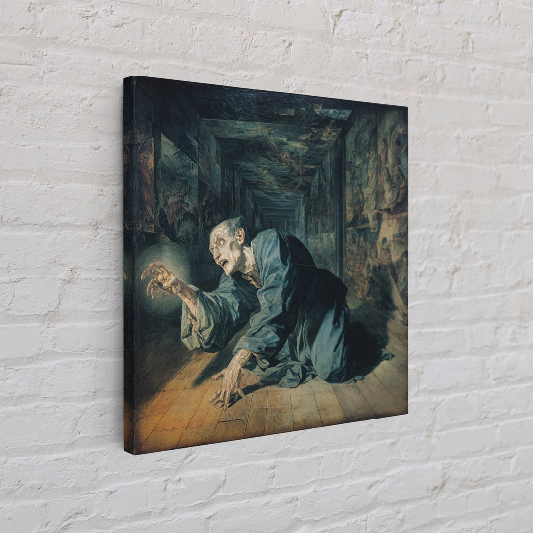 The Infinite Hallway, Dark Renaissance Art, Square Wall Art, Gothic Horror Wall Art, Canvas Print, Halloween Wall Art