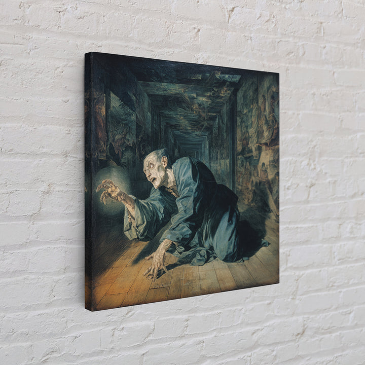 The Infinite Hallway, Dark Renaissance Art, Square Wall Art, Gothic Horror Wall Art, Canvas Print, Halloween Wall Art