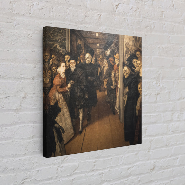 The Infinite Hallway, Danse Macabre Art, Square Wall Art, Dark Halloween Decor, Framed Canvas Print, Halloween Wall Art