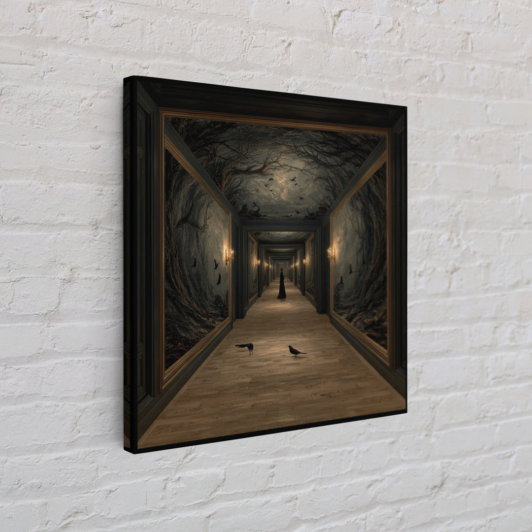 The Infinite Hallway, Baroque Witchcraft Art, Square Wall Art, Macabre Wall Art, Canvas Print, Halloween Wall Art, Horror Wall Art