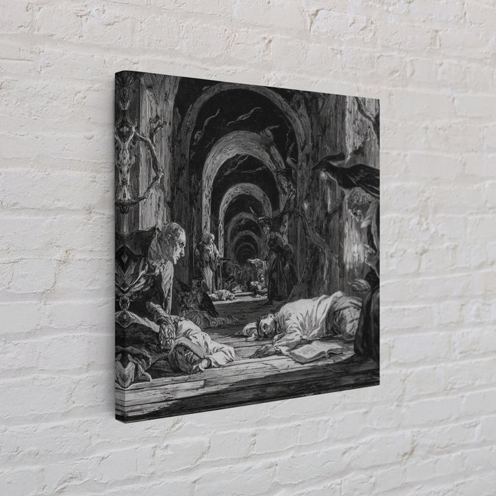 The Infinite Hallway, Gothic Nightmare Art, Square Wall Art, Dark Fantasy Wall Art, Framed Canvas Print, Halloween Wall Art