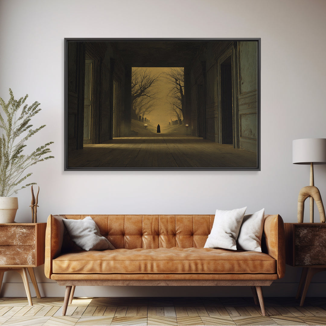 The Infinite Hallway, Romantic Gothic Landscape, Landscape Wall Art, Dark Halloween Decor, Canvas Print, Halloween Wall Art