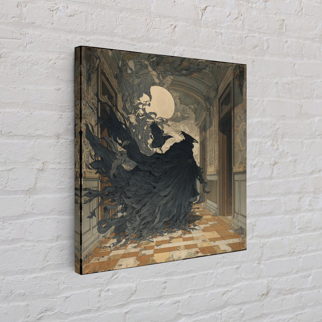The Infinite Hallway, Decadent Gothic Art, Square Wall Art, Dark Halloween Decor, Canvas Print, Halloween Wall Art, Gothic Home Decor
