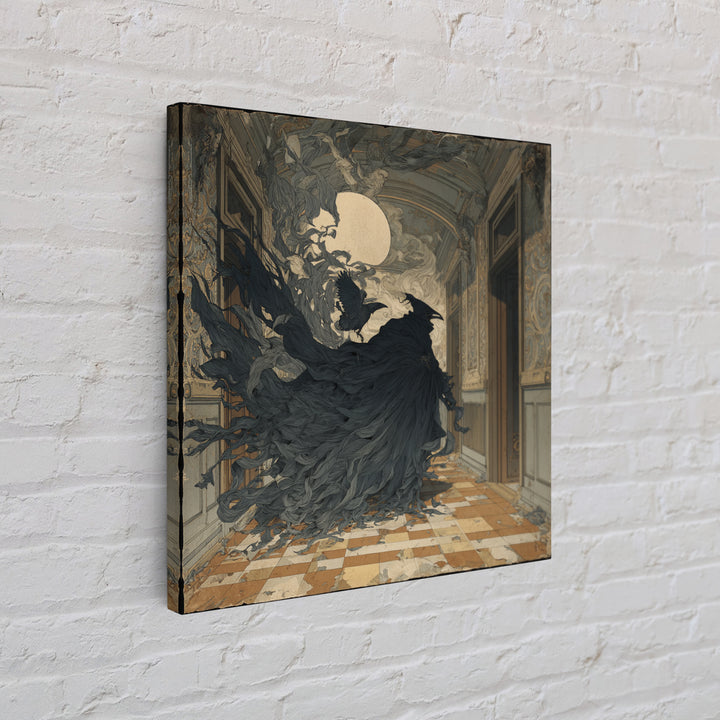 The Infinite Hallway, Decadent Gothic Art, Square Wall Art, Dark Halloween Decor, Canvas Print, Halloween Wall Art, Gothic Home Decor