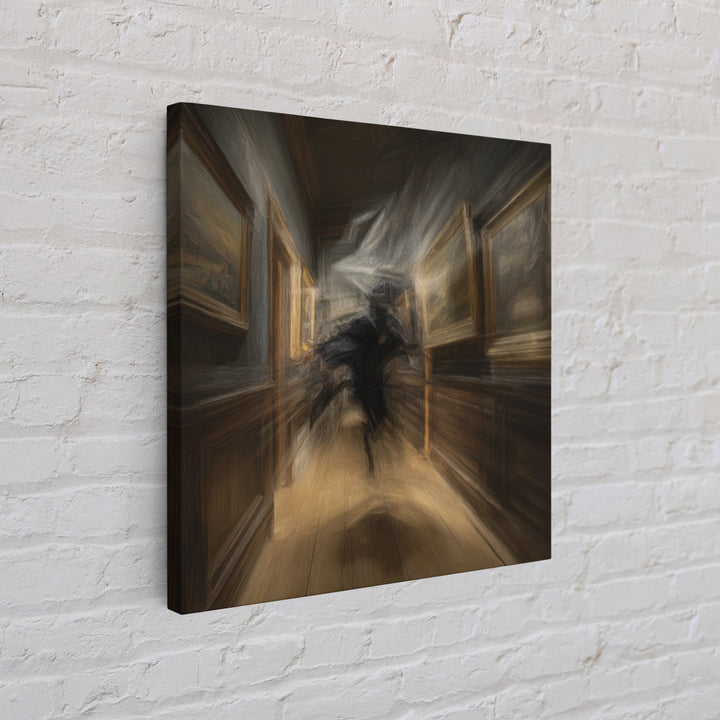 The Infinite Hallway, Expressionist Gothic Art, Square Wall Art, Macabre Wall Art, Framed Canvas Print, Halloween Wall Art
