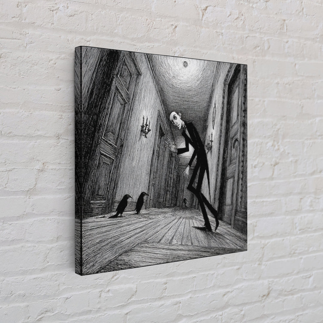 The Infinite Hallway, Victorian Macabre Art, Square Wall Art, Dark Halloween Decor, Canvas Print, Halloween Wall Art