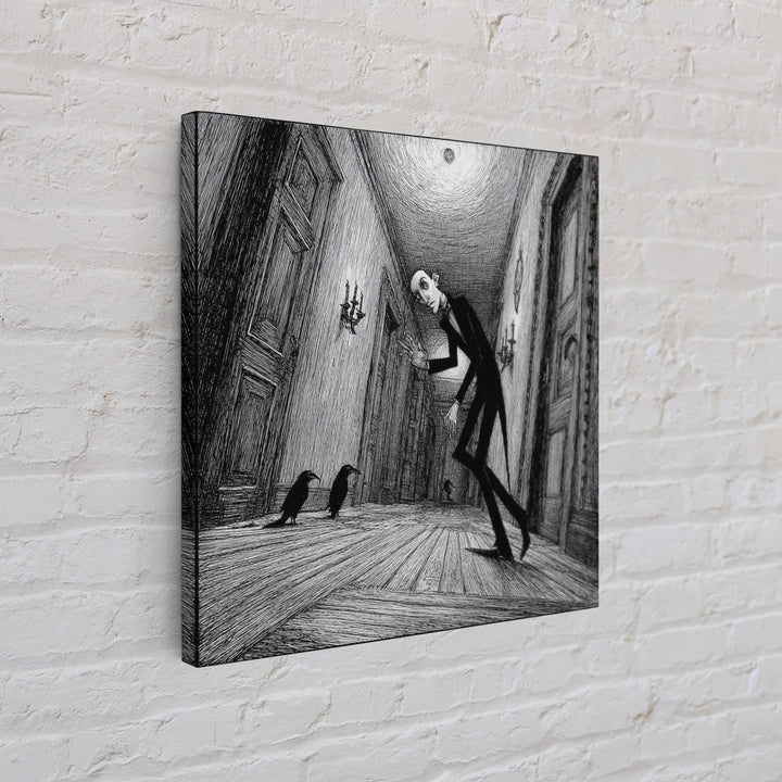 The Infinite Hallway, Victorian Macabre Art, Square Wall Art, Dark Halloween Decor, Canvas Print, Halloween Wall Art