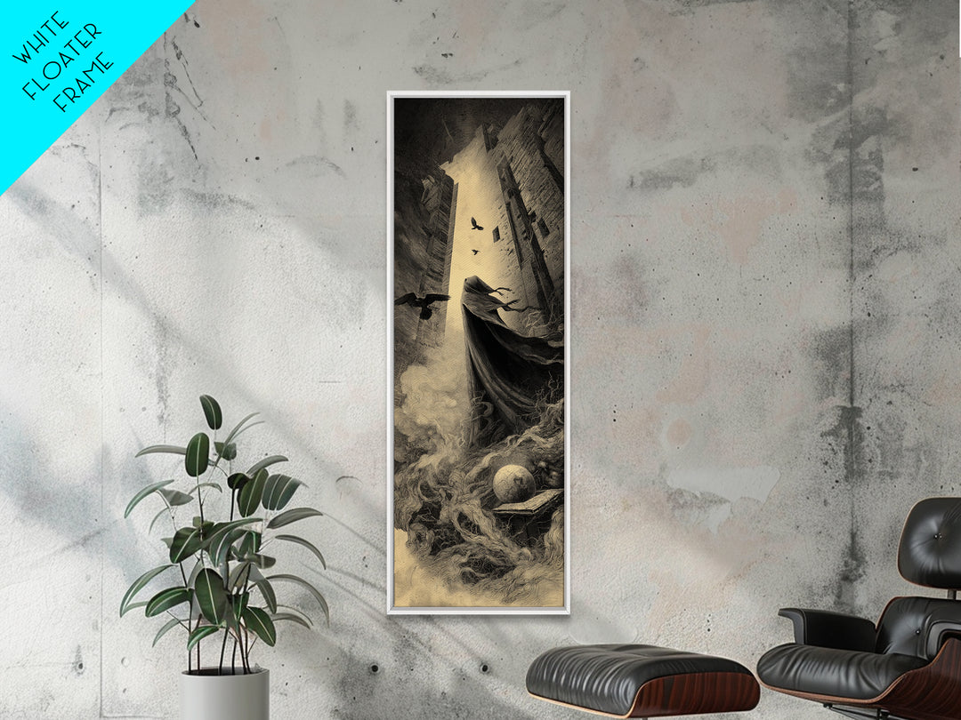 The Infinite Hallway, Surreal Apocalyptic Art, Tall Narrow Wall Art, Dark Halloween Decor, Framed Canvas Print, Halloween Wall Art