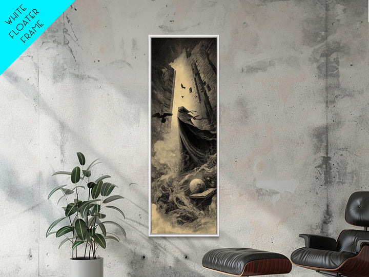 The Infinite Hallway, Surreal Apocalyptic Art, Tall Narrow Wall Art, Dark Halloween Decor, Framed Canvas Print, Halloween Wall Art