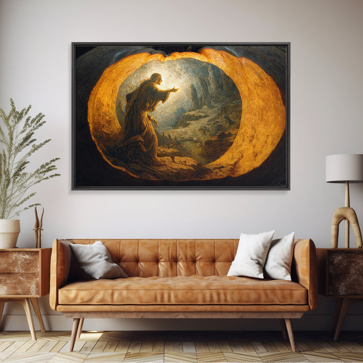 The Moon Inside A Pumpkin, Symbolist Gothic Landscape, Landscape Wall Art, Macabre Wall Art, Framed Canvas Print, Halloween Wall Art