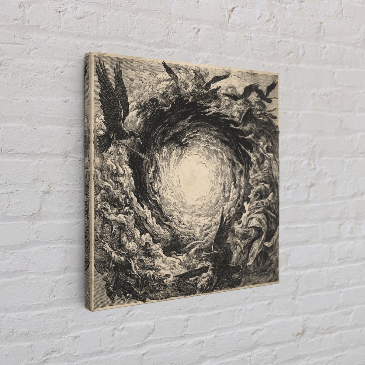 The Autumn-Leaf Ghost, Renaissance Engraving Art, Square Wall Art, Gothic Horror Wall Art, Canvas Print, Halloween Wall Art