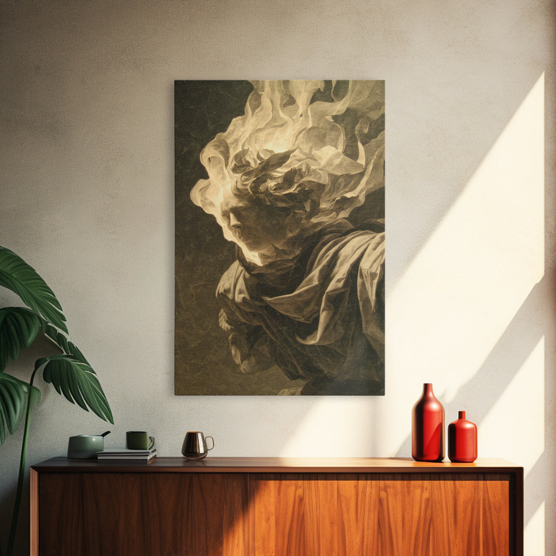 The Autumn-Leaf Ghost, Gothic Nightmare Art, Vertical Wall Art, Gothic Horror Wall Art, Framed Canvas Print, Halloween Wall Art