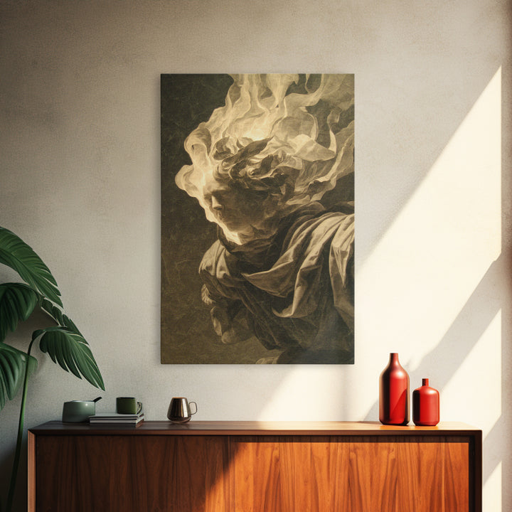 The Autumn-Leaf Ghost, Gothic Nightmare Art, Vertical Wall Art, Gothic Horror Wall Art, Framed Canvas Print, Halloween Wall Art