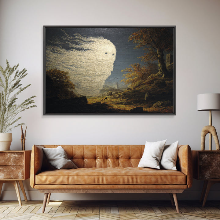 The Autumn-Leaf Ghost, Romantic Gothic Landscape, Landscape Wall Art, Dark Halloween Decor, Framed Canvas Print, Horror Wall Art