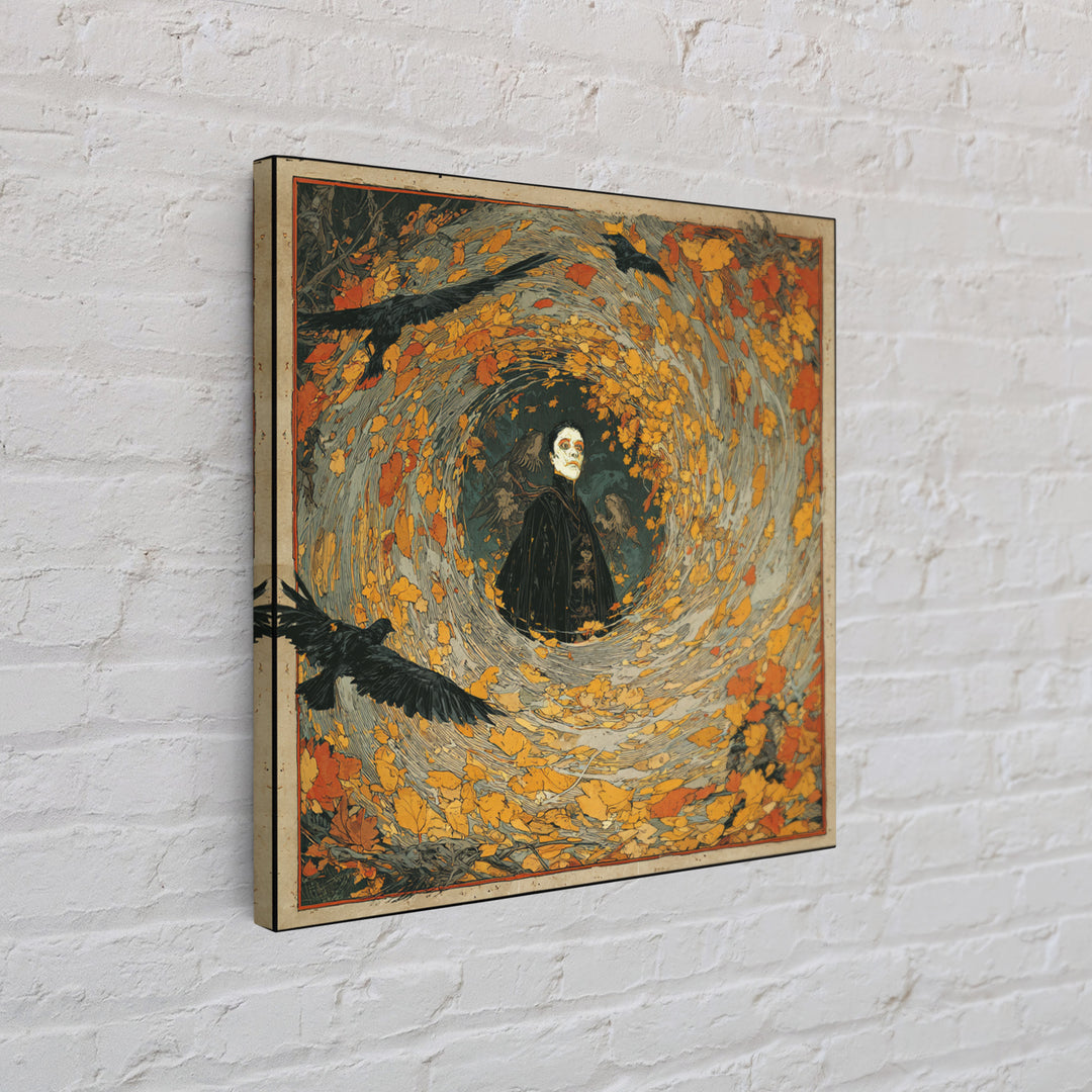 The Autumn-Leaf Ghost, Decadent Gothic Art, Square Wall Art, Macabre Wall Art, Canvas Print, Halloween Wall Art, Spooky Wall Decor