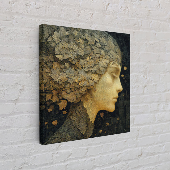 The Autumn-Leaf Ghost, Symbolist Death Art, Square Wall Art, Macabre Wall Art, Framed Canvas Print, Halloween Wall Art