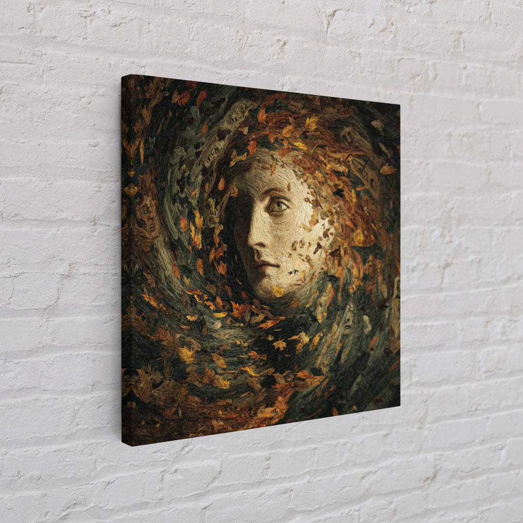 The Autumn-Leaf Ghost, Expressionist Gothic Art, Square Wall Art, Dark Fantasy Wall Art, Framed Canvas Print, Halloween Wall Art