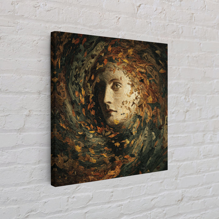 The Autumn-Leaf Ghost, Expressionist Gothic Art, Square Wall Art, Dark Fantasy Wall Art, Framed Canvas Print, Halloween Wall Art