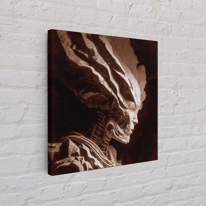 The Autumn-Leaf Ghost, Biomechanical Horror Art, Square Wall Art, Dark Halloween Decor, Framed Canvas Print, Halloween Wall Art