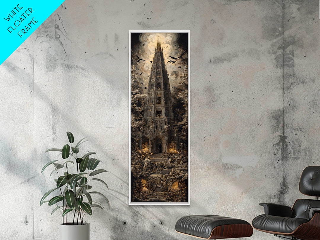 The Cathedral Of Bones, Dark Renaissance Art, Tall Narrow Wall Art, Dark Fantasy Wall Art, Canvas Print, Halloween Wall Art