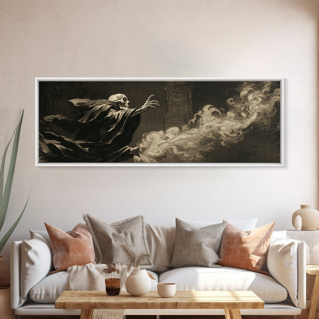 The Cathedral Of Bones, Dark Romantic Horror Art, Extra Wide Wall Art, Gothic Horror Wall Art, Framed Canvas Print, Halloween Wall Art