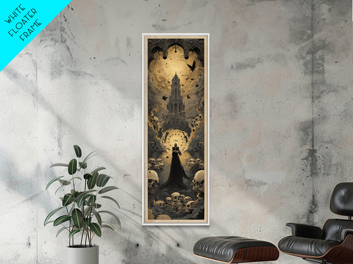 The Cathedral Of Bones, Visionary Gothic Art, Tall Narrow Wall Art, Gothic Horror Wall Art, Canvas Print, Halloween Wall Art