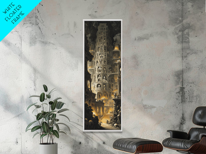The Cathedral Of Bones, Architectural Etching Art, Tall Narrow Wall Art, Macabre Wall Art, Canvas Print, Halloween Wall Art