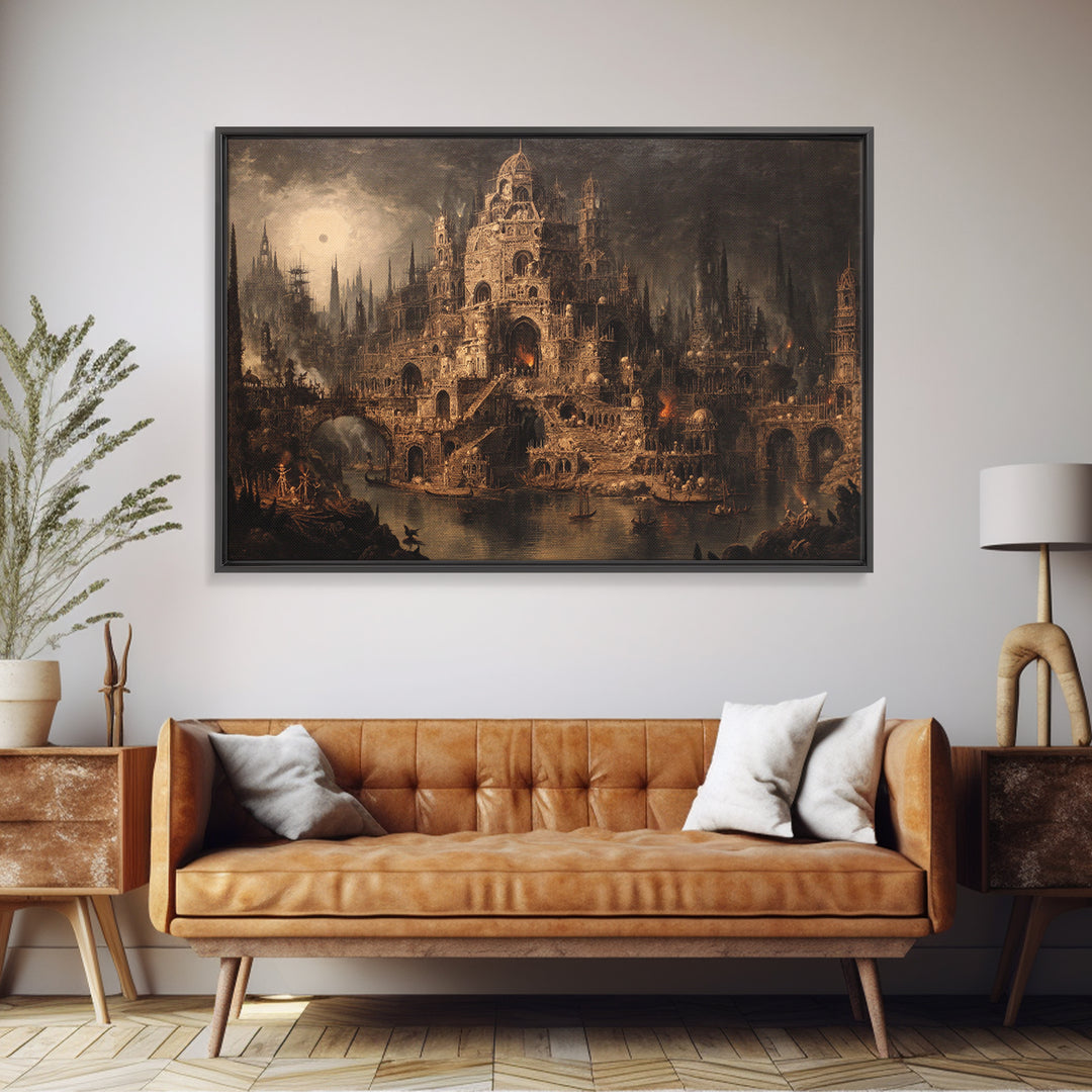 The Cathedral Of Bones, Symbolist Gothic Landscape, Landscape Wall Art, Macabre Wall Art, Canvas Print, Halloween Wall Art