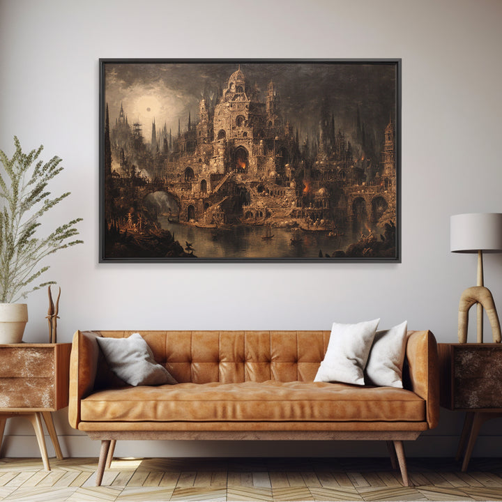 The Cathedral Of Bones, Symbolist Gothic Landscape, Landscape Wall Art, Macabre Wall Art, Canvas Print, Halloween Wall Art