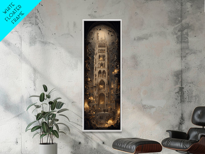 The Cathedral Of Bones, Ornate Symbolist Art, Tall Narrow Wall Art, Macabre Wall Art, Canvas Print, Halloween Wall Art