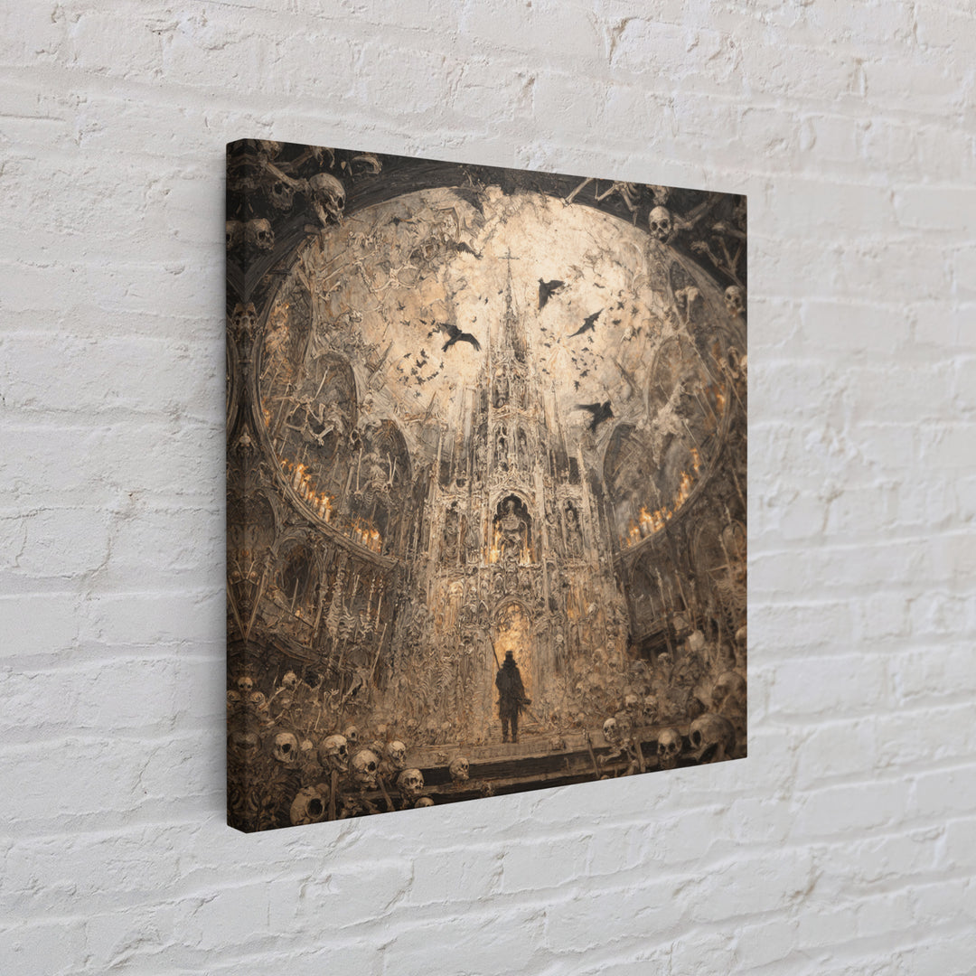 The Cathedral Of Bones, Grotesque Carnival Art, Square Wall Art, Dark Halloween Decor, Framed Canvas Print, Halloween Wall Art