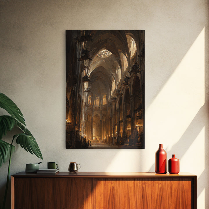 The Cathedral Of Bones, Expressionist Gothic Art, Vertical Wall Art, Dark Halloween Decor, Canvas Print, Halloween Wall Art