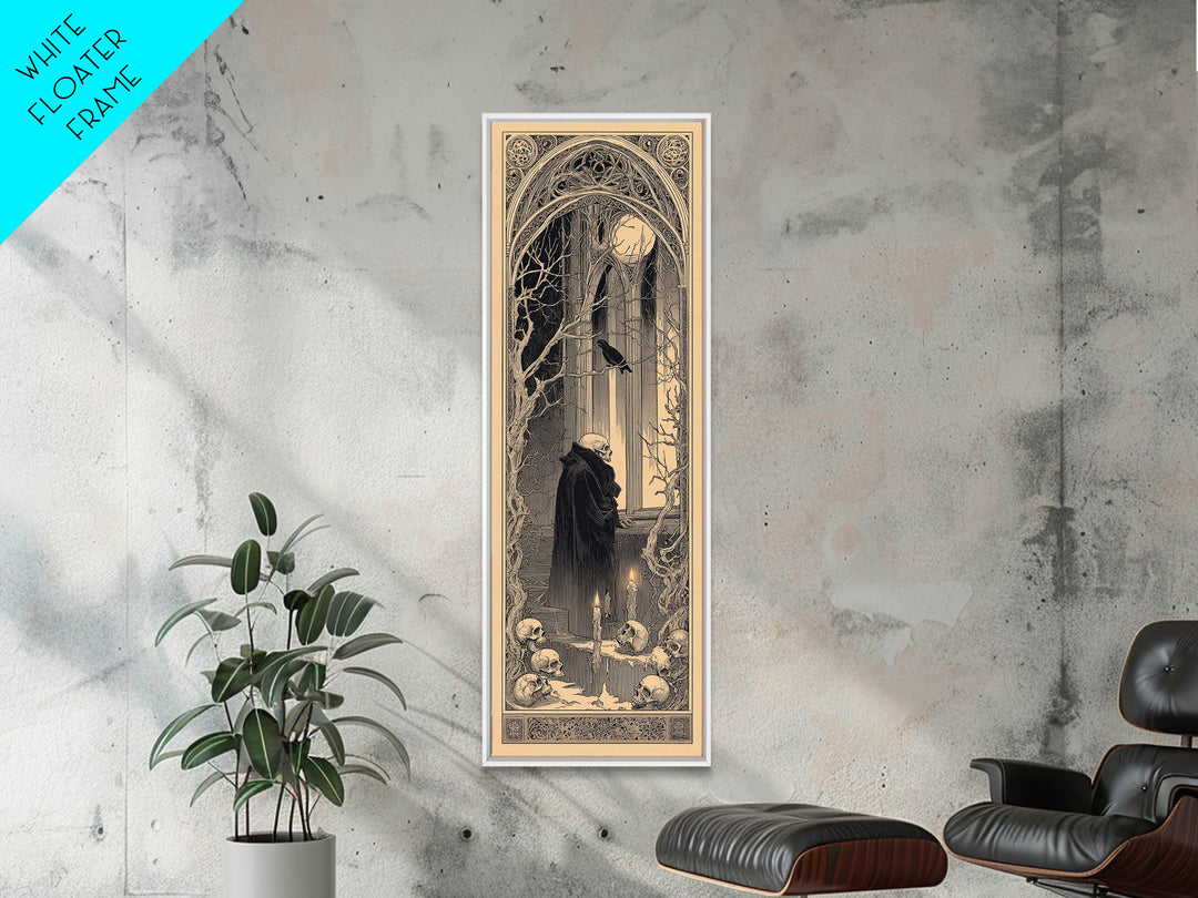 The Cathedral Of Bones, Decadent Line Art, Tall Narrow Wall Art, Macabre Wall Art, Canvas Print, Halloween Wall Art