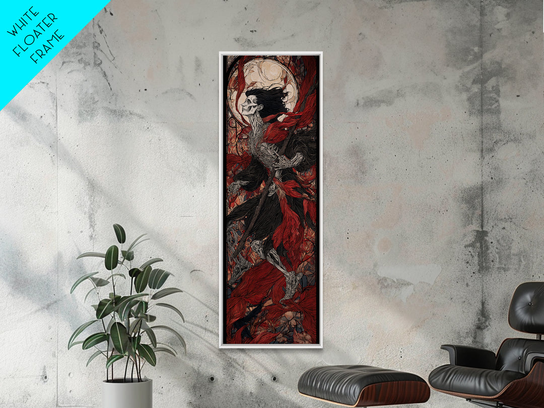 The Cathedral Of Bones, Stained Glass Gothic Art, Tall Narrow Wall Art, Macabre Wall Art, Framed Canvas Print, Halloween Wall Art