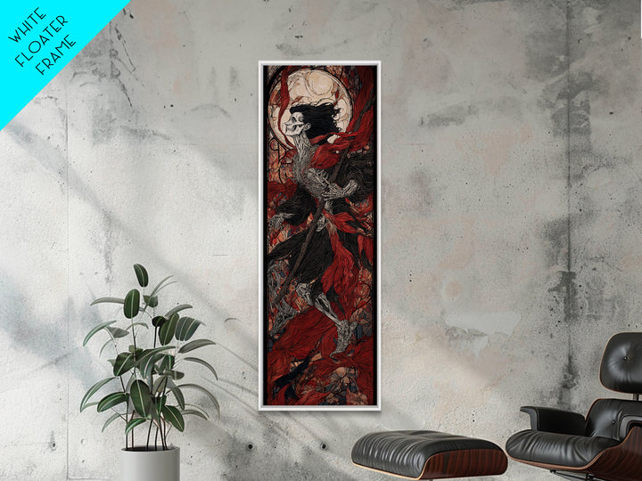 The Cathedral Of Bones, Stained Glass Gothic Art, Tall Narrow Wall Art, Macabre Wall Art, Framed Canvas Print, Halloween Wall Art