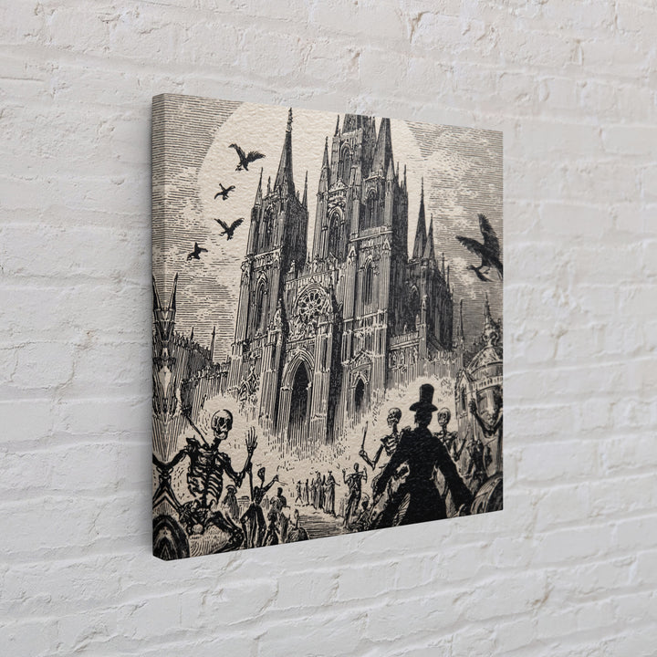 The Cathedral Of Bones, Macabre Folk Print Art, Square Wall Art, Macabre Wall Art, Canvas Print, Halloween Wall Art