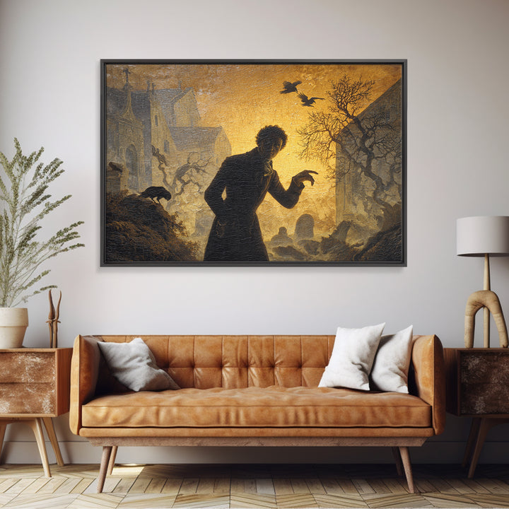 The Town Where Shadows Live, Romantic Gothic Landscape, Landscape Wall Art, Gothic Horror Wall Art, Framed Canvas Print