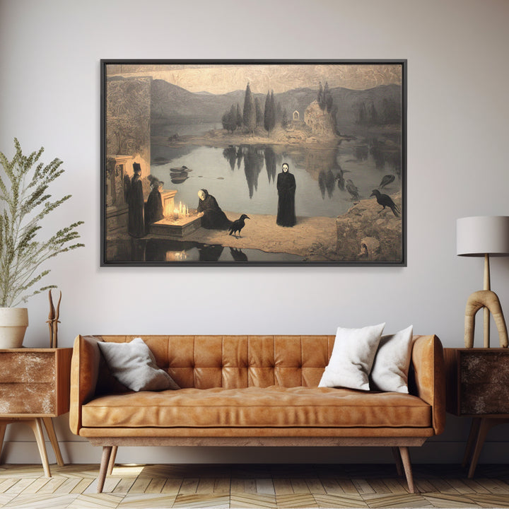 The Town Where Shadows Live, Symbolist Gothic Landscape, Landscape Wall Art, Dark Fantasy Wall Art, Canvas Print, Halloween Wall Art